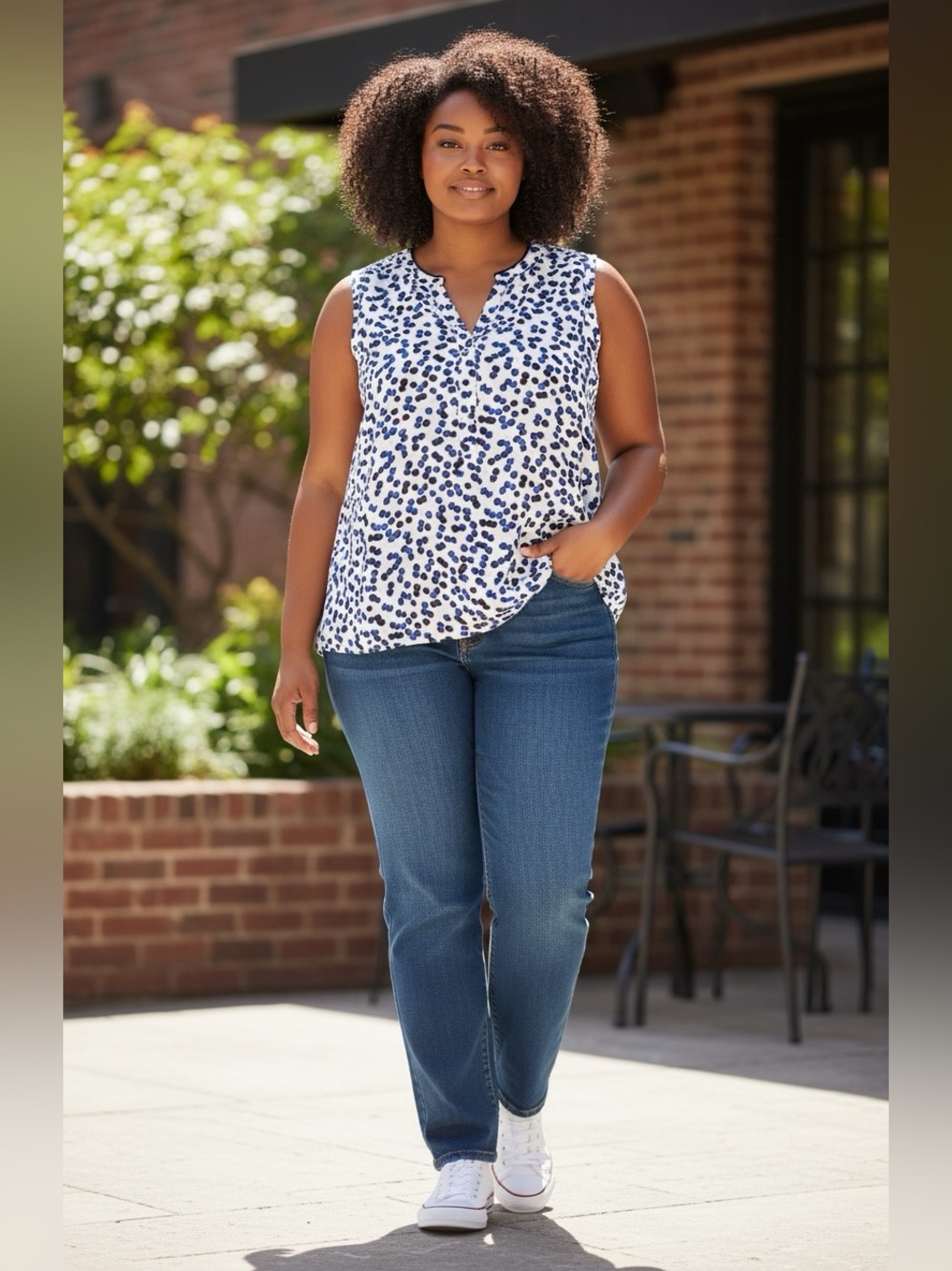 Willow & Thread Sleeveless Navy Dot Camisole size 2X